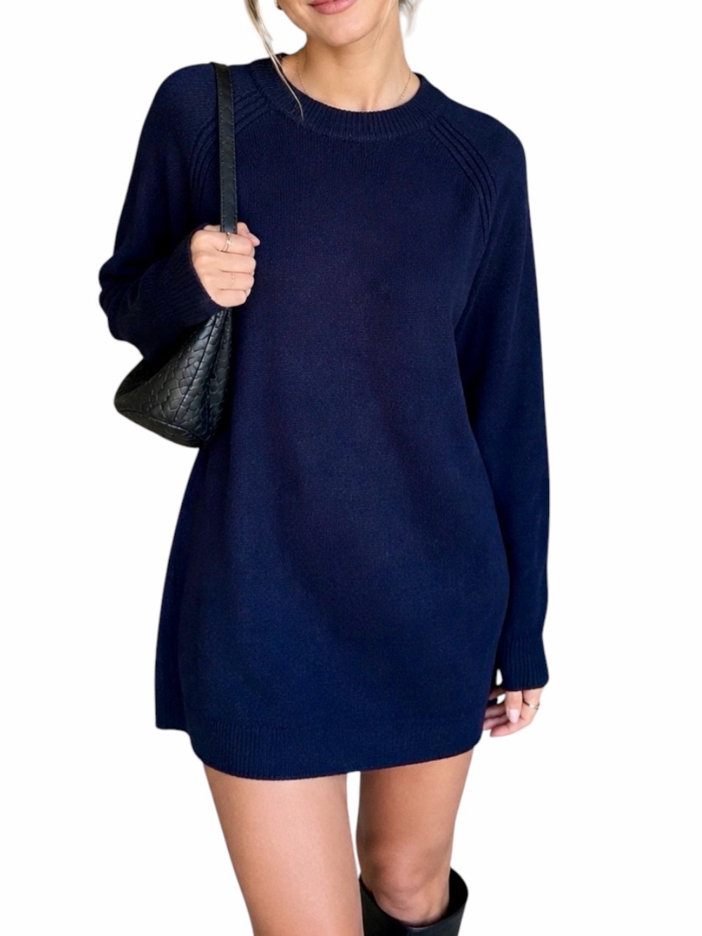 Thakoon 100% Wool Sweater Mini Dress Navy Blue Womens‎ Small